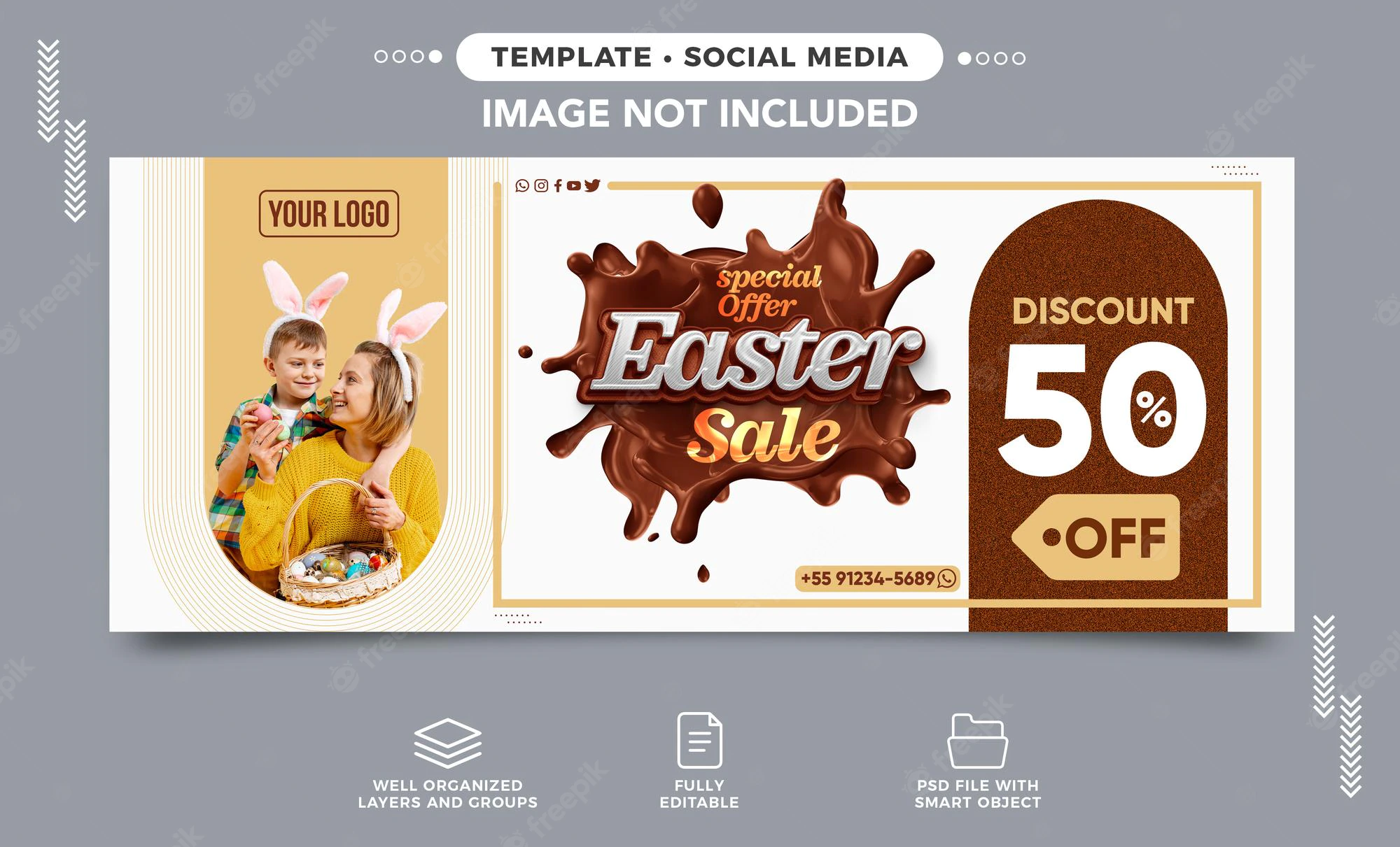 Social Media Banner Instagram Special Offer Easter Sale Up 50 Off 220664 2982