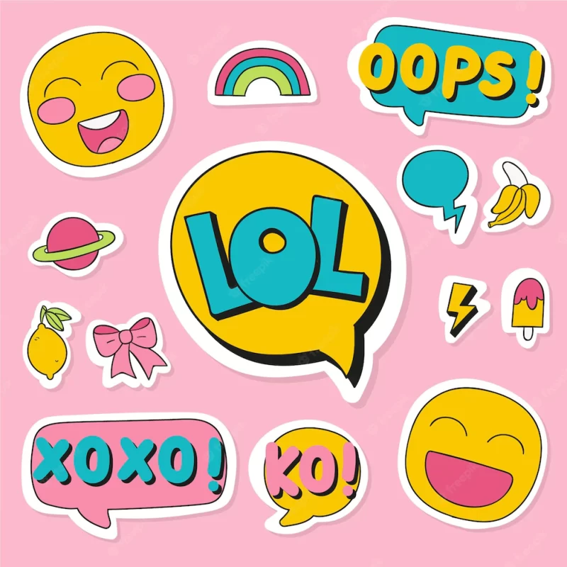 Social media emojis and stickers Free Vector