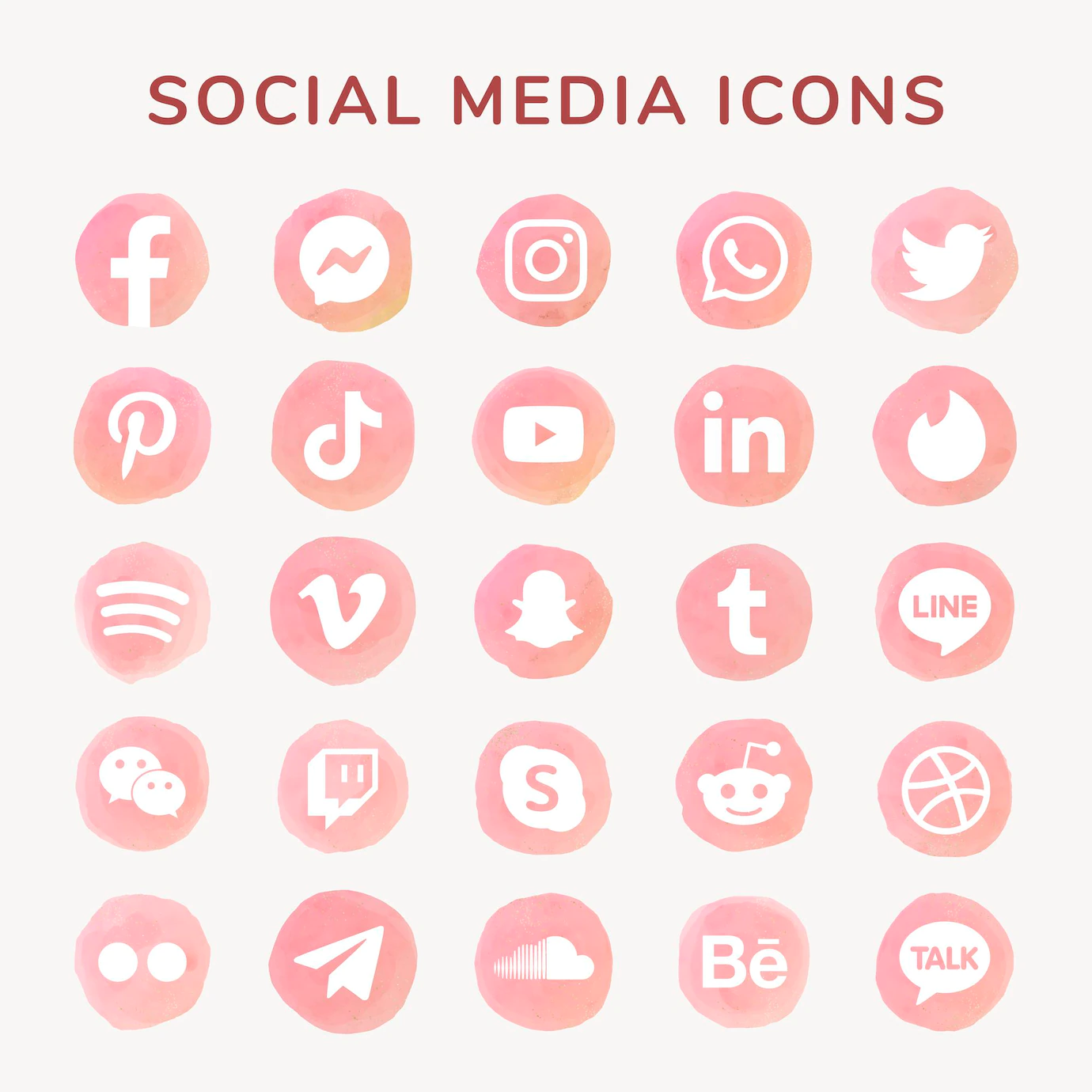 Social Media Icons Vector Set Watercolor With Facebook Instagram Twitter Tiktok Youtube Etc 53876 126706