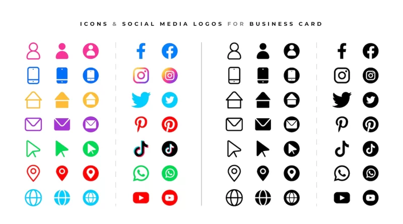 Social media logos and icons set Free Vector