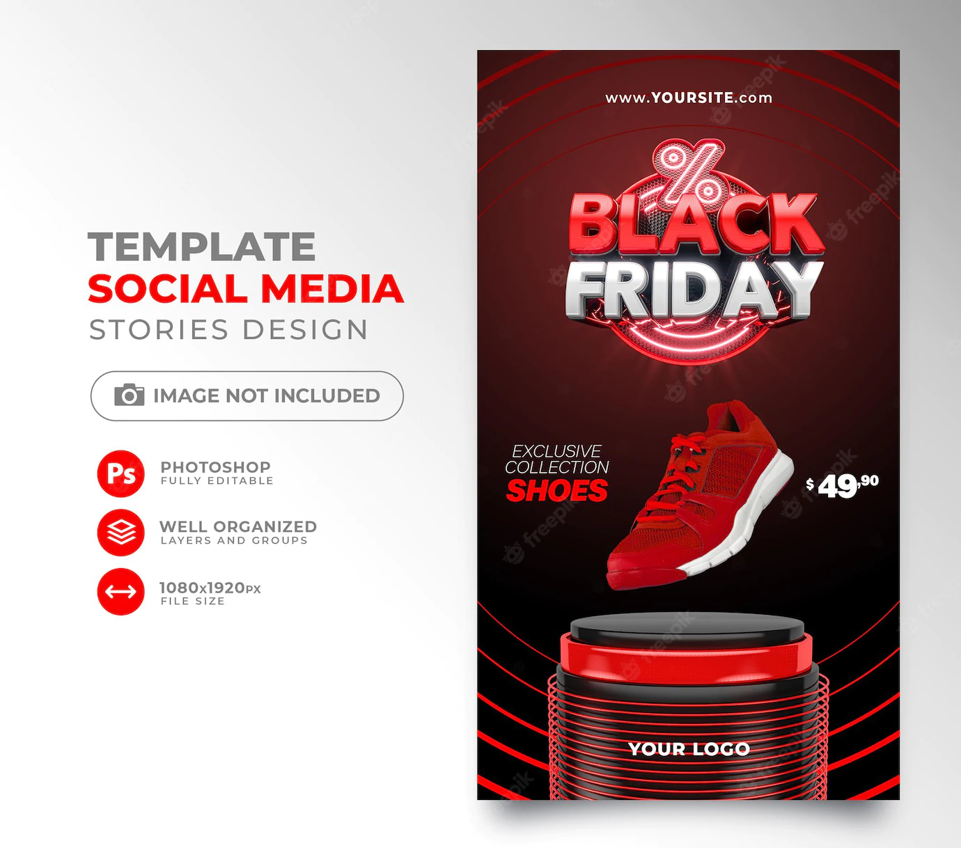 Social Media Post Black Friday 3d Render Instagram With Super Offers Promotions 363450 1615