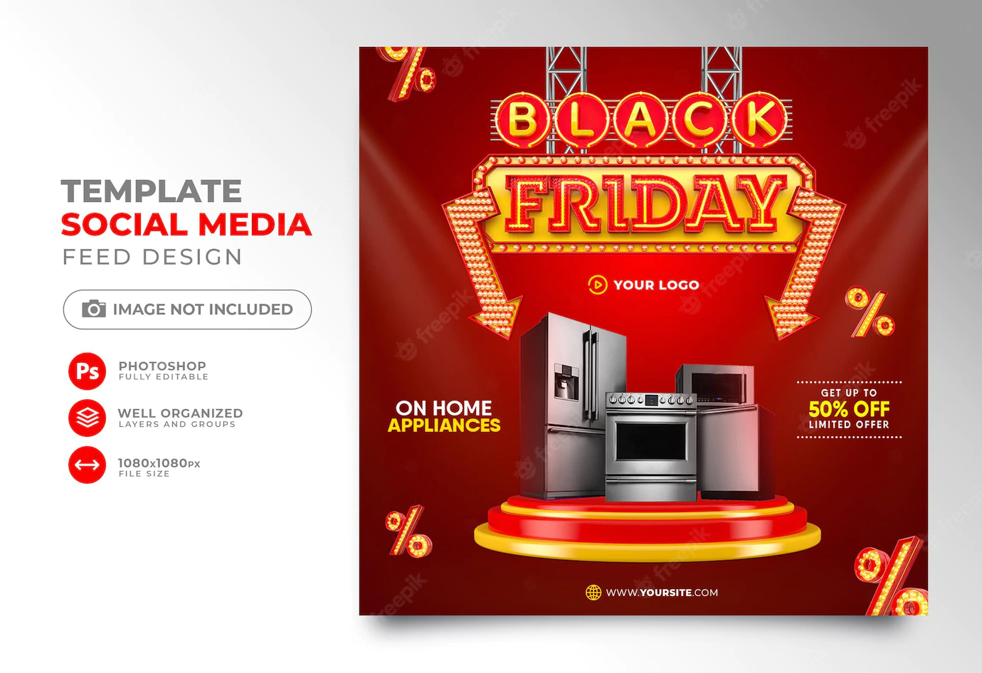 Social Media Post Black Friday 3d Render Template Design Marketing Campaign 363450 1653