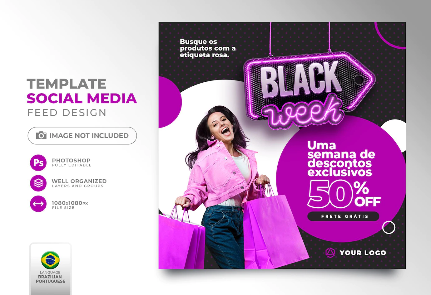 Social Media Post Black Friday 3d Render Template Design Portuguese Brazil Black Week 363450 1656