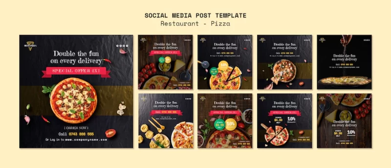 Social media template for pizza restaurant Free Psd