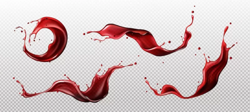 Splashes of wine juice or blood liquid red drink Free Vector