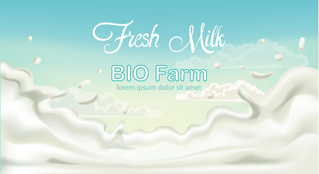 Splashing Fresh Milk From Bio Fam With Blue Sky Background Place Text 1268 15854