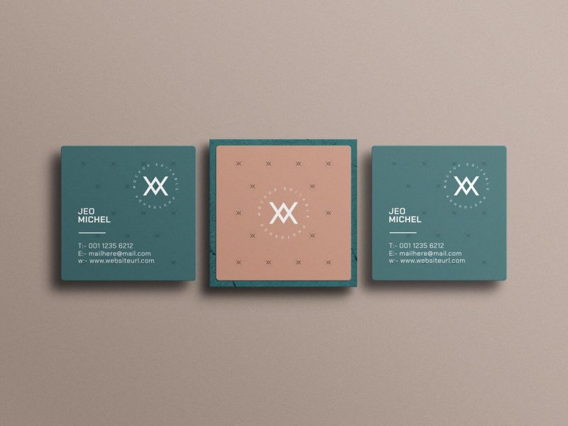 Square business card mockup Free Psd