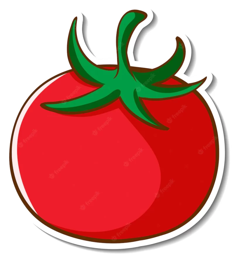 Sticker design with tomato isolated Free Vector