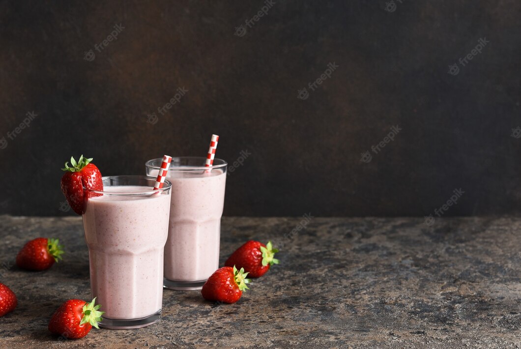 Strawberry Cocktail Milkshake With Ice Cream Milk Strawberry Smoothie Breakfast 215990 1096