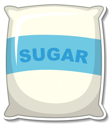 Sugar bag package sticker on white background Free Vector