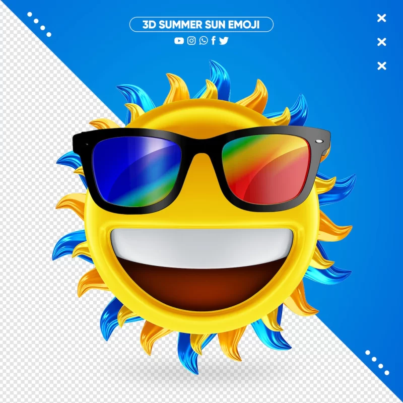 Sun emoji with summer glasses Free Psd