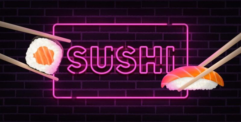 Sushi bar neon sing Free Vector