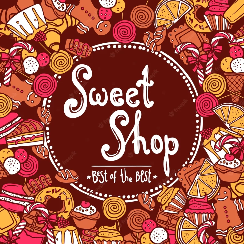 Sweet shop background Free Vector