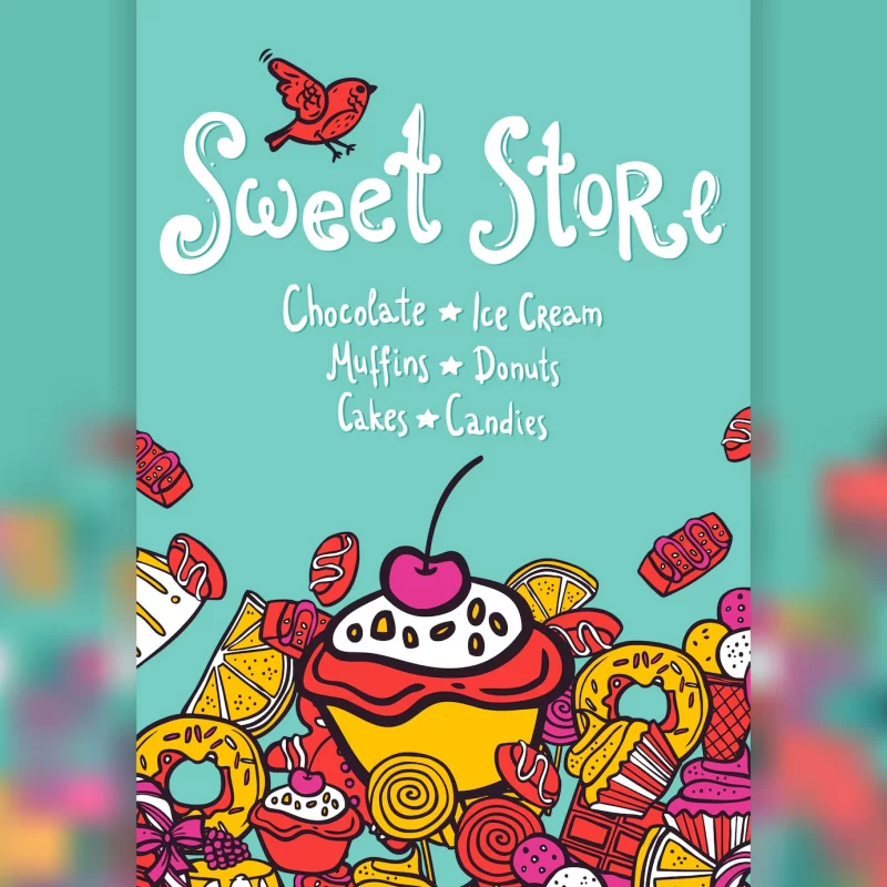 Sweet store background Free Vector