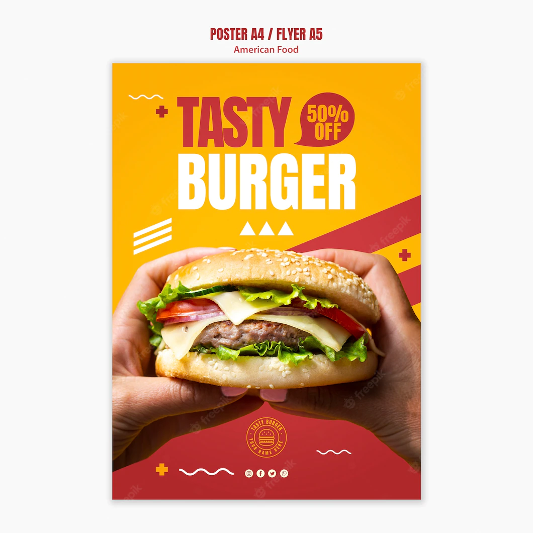 Tasty Cheeseburger American Food Flyer Template 23 2148486000