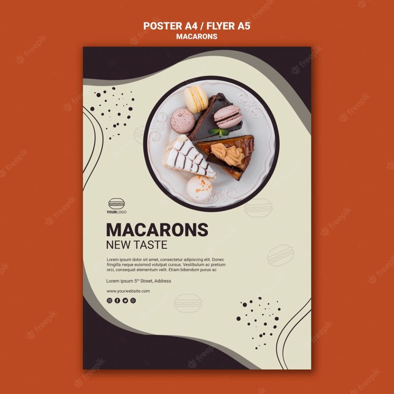 Tasty macarons flyer design Free Psd