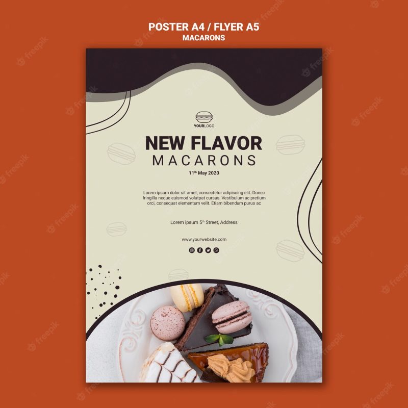 Tasty macarons poster design Free Psd