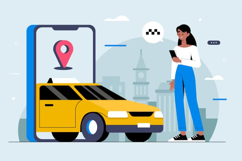 Taxi app concept illustration Free Vector