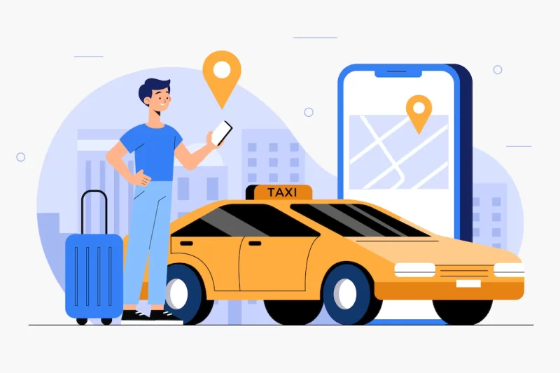 Taxi app concept illustration Free Vector