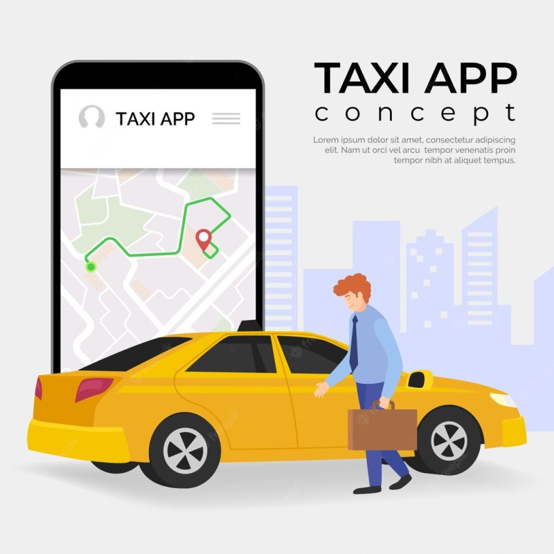 Taxi app concept template Free Vector