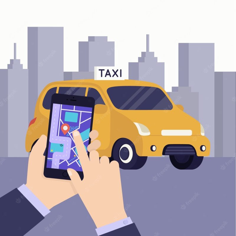 Taxi app concept Free Vector