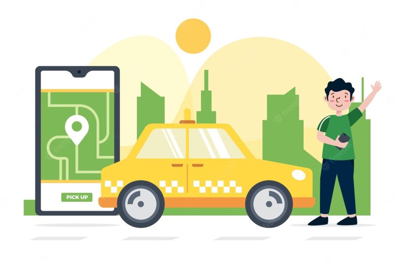 Taxi app concept Free Vector