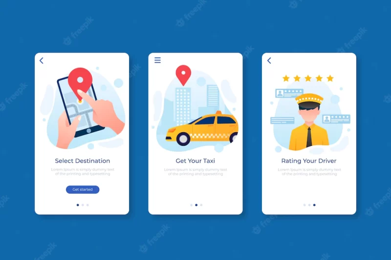 Taxi app interface concept Free Vector