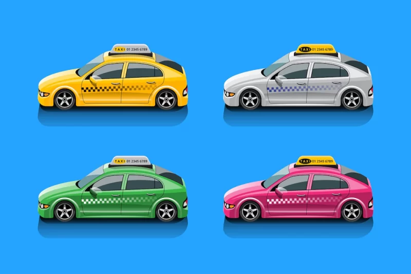 Taxi car set Free Vector