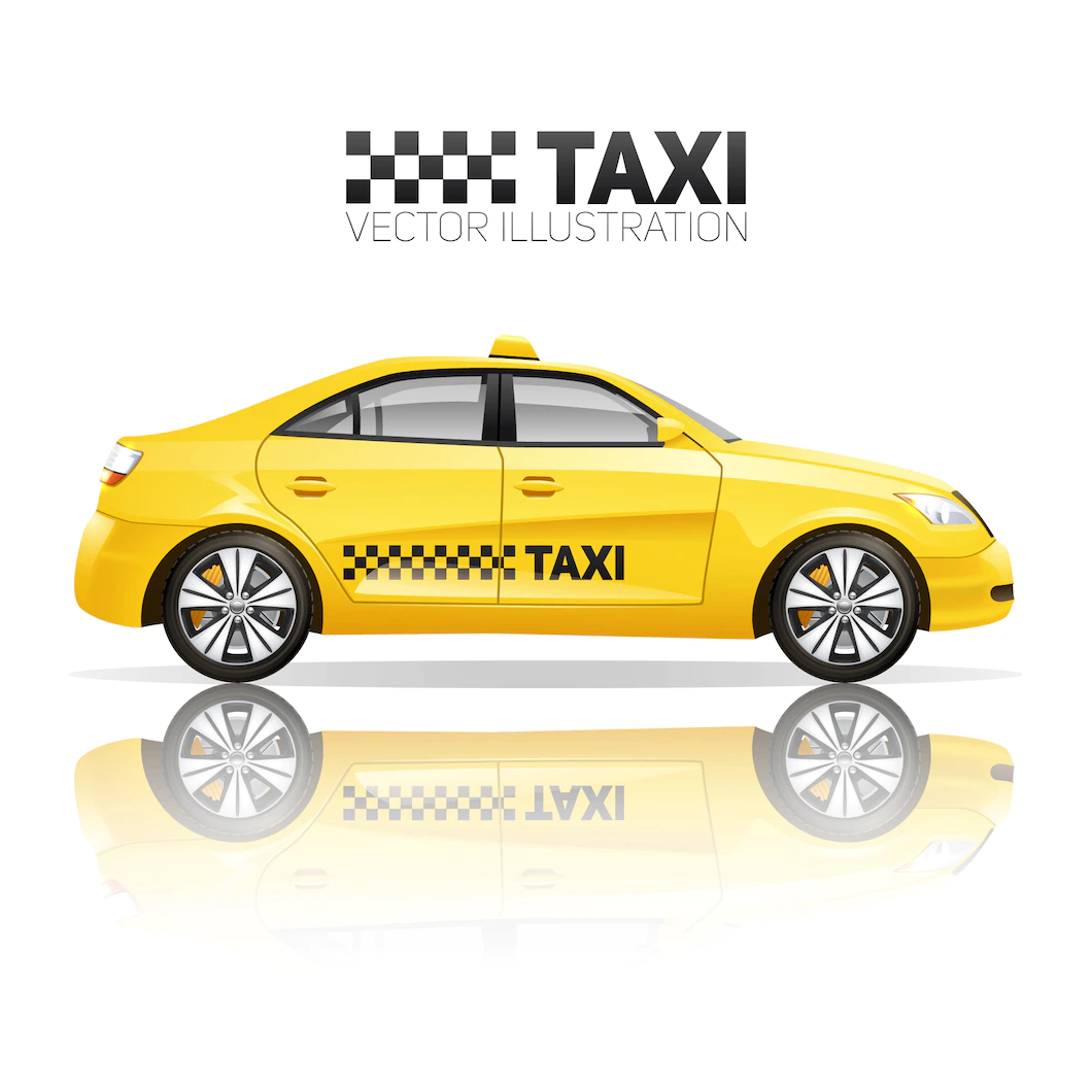 Taxi Poster With Realistic Yellow Public Service Car With Reflection 1284 5444