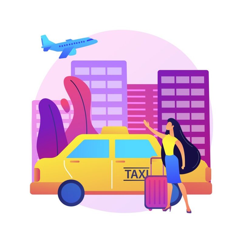 Taxi transfer abstract concept illustration. airport private transfer, freight taxi service, hotel transportation, safe fast journey, professional driver, business class . Free Vector