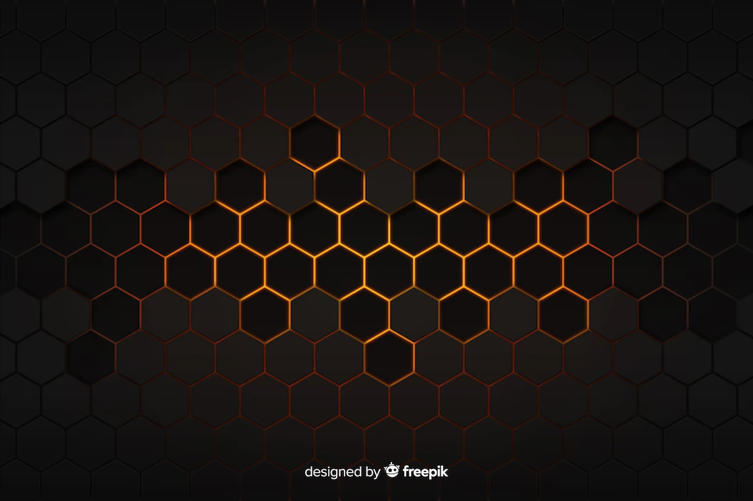 Technological Honeycomb Black Golden Background 52683 22264