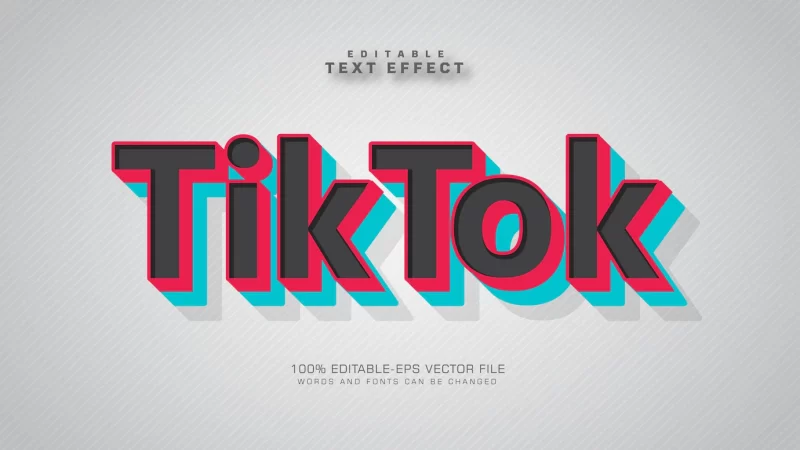 Tik tok text effect Free Vector