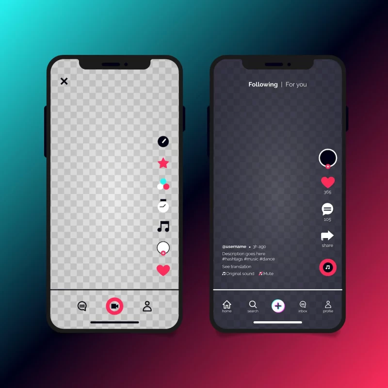 Tiktok app interface template set Free Vector