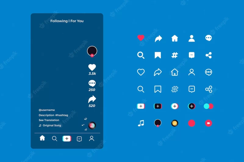 Tiktok interface concept Free Vector