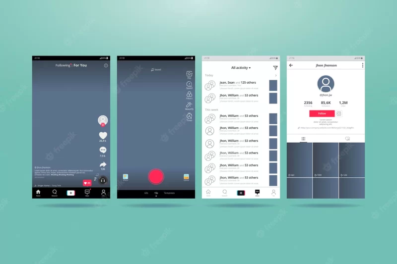 Tiktok interface for mobile phones Free Vector