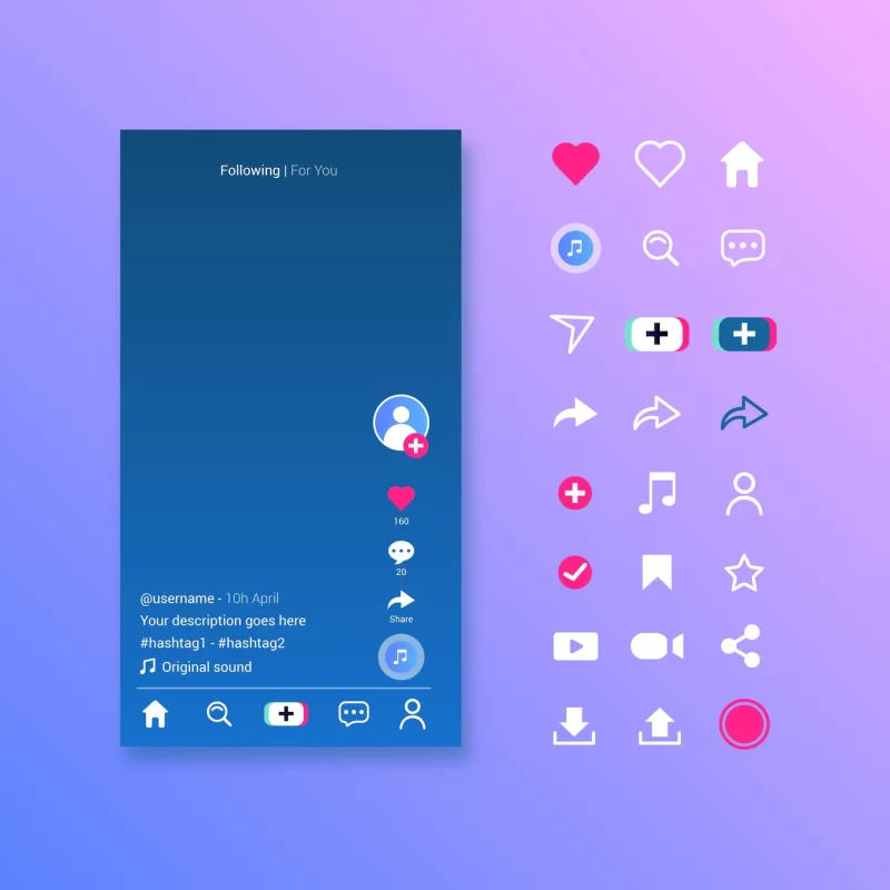 Tiktok interface pack Free Vector