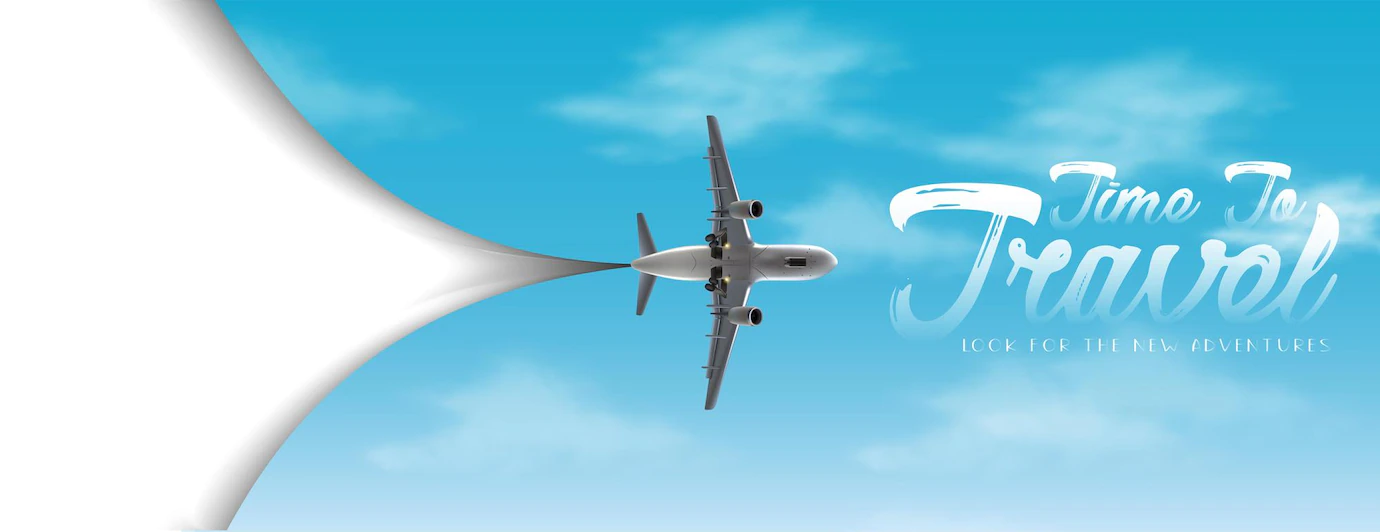 Time Travel Vector Flyer With White Copy Space Sky With Airplane 134830 1061