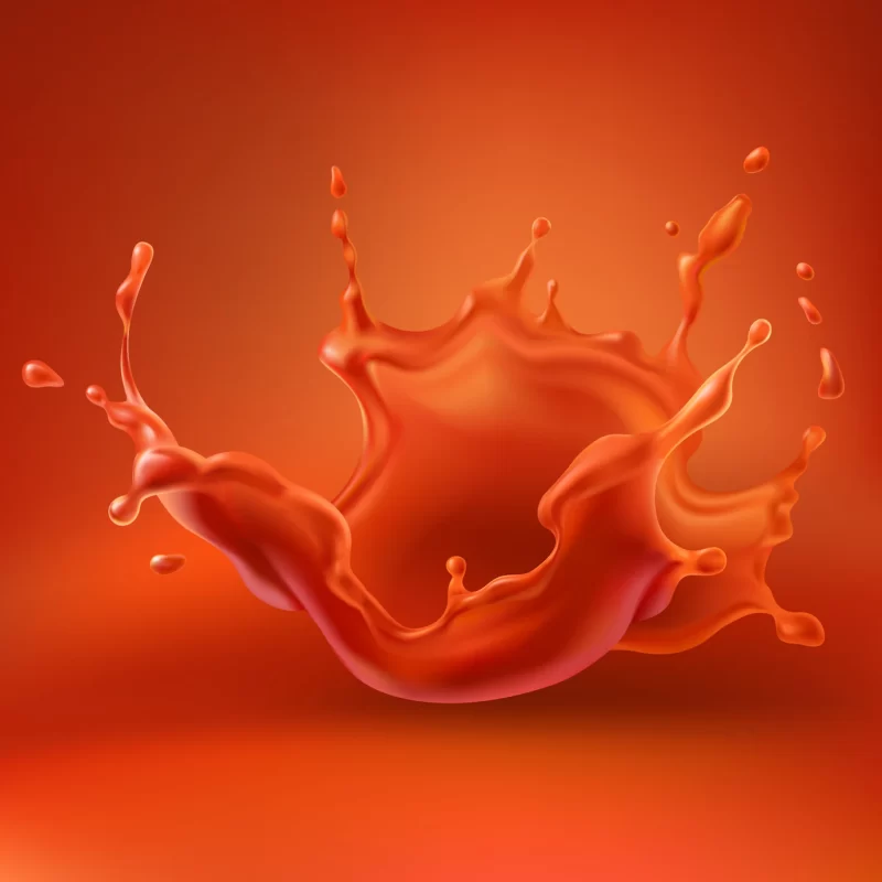 Tomato juice splash with spray realistic Free Vector