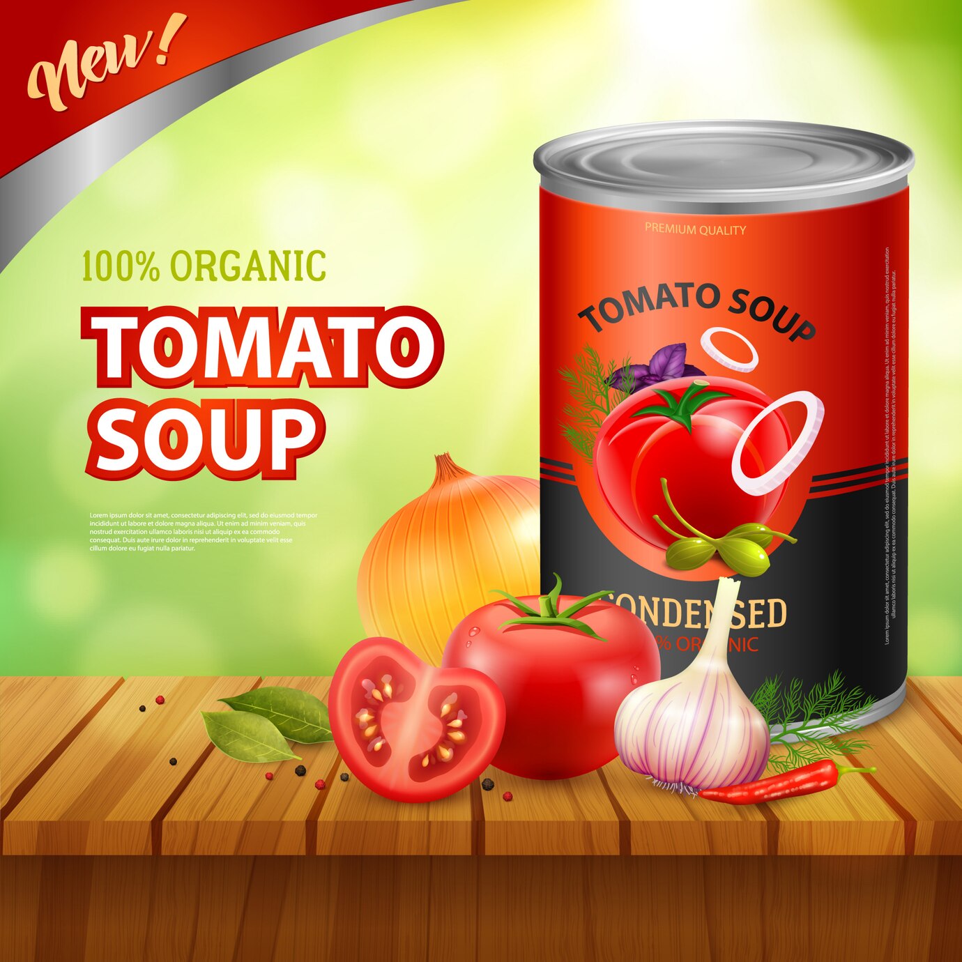 Tomato Soup Packshot Ad Template 1284 22978