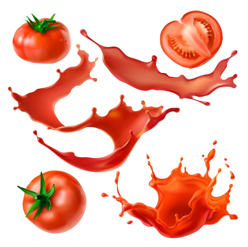 Tomatoes berry and juice Free Vector