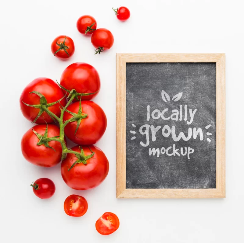 Tomatoes locally grown fruit mock-up Free Psd