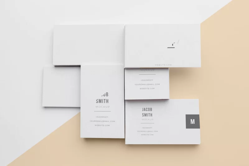 Top view assortment of mock-up business card Free Psd