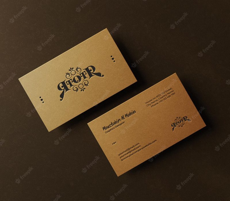 Top view luxury horizontal business card mockup Free Psd