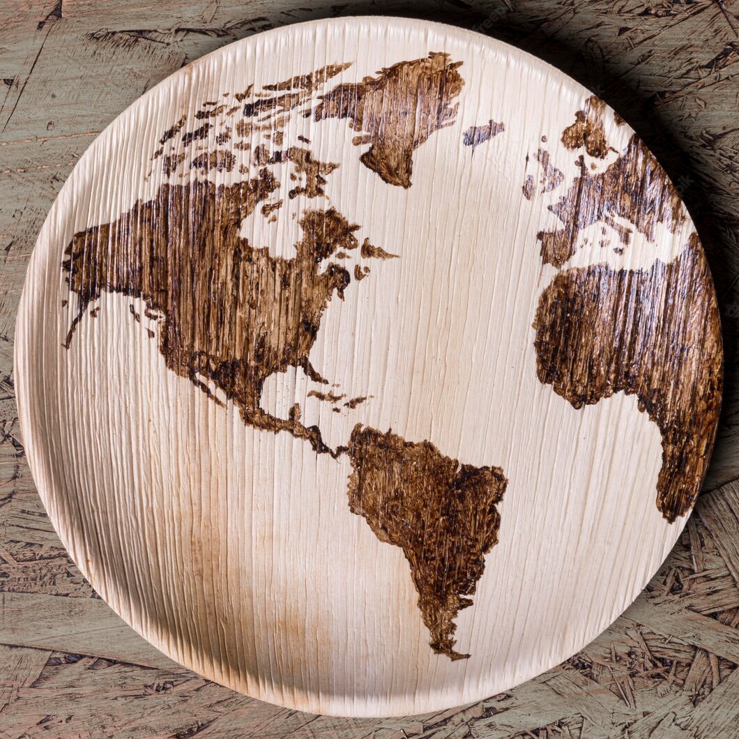 Top View Plate With World Map 23 2148667913
