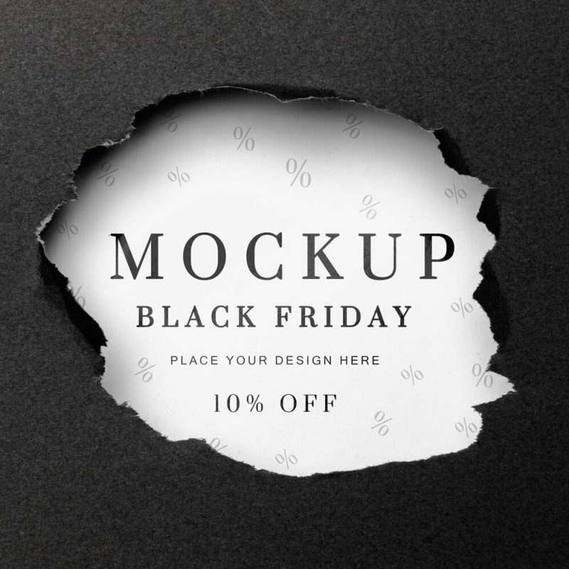 Top view torn white mock-up black Friday Free Psd