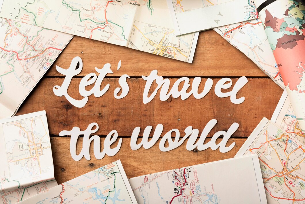 Top View Travel Concept With World Maps 23 2148666315
