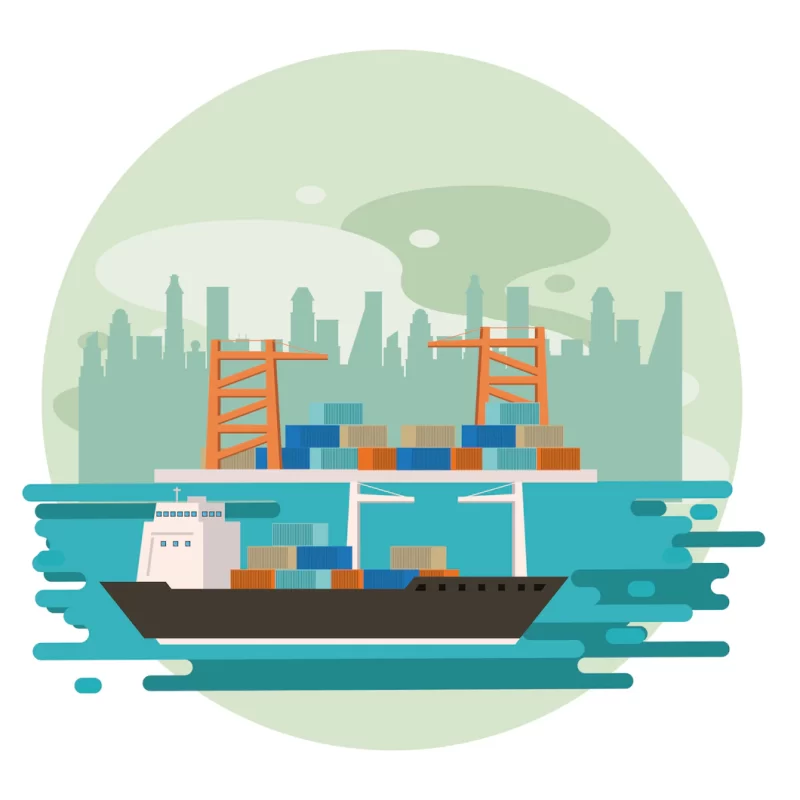 Transportation cargo merchandise ship cartoon Free Vector