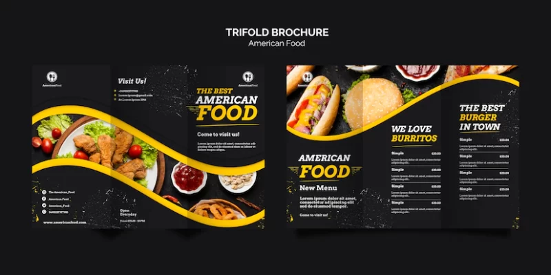 Trifold brochure american food Free Psd