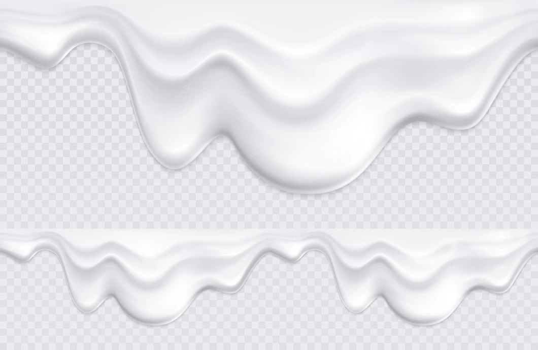 Two Borders With Pattern Composed White Yogurt Ice Cream Drips Transparent Seamless 1284 27940