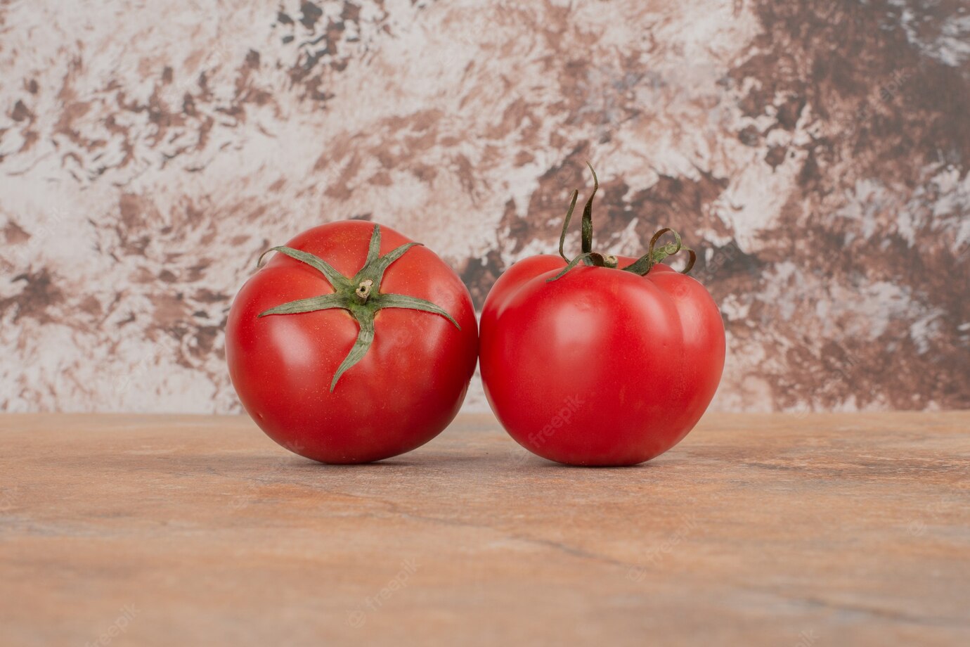 Two Fresh Tomatoes Isolated Marble Table 114579 14676